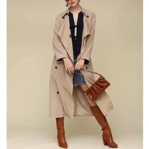 Avec Les Filles Draped Double-Breasted Trench Coat long classic Anthropologie